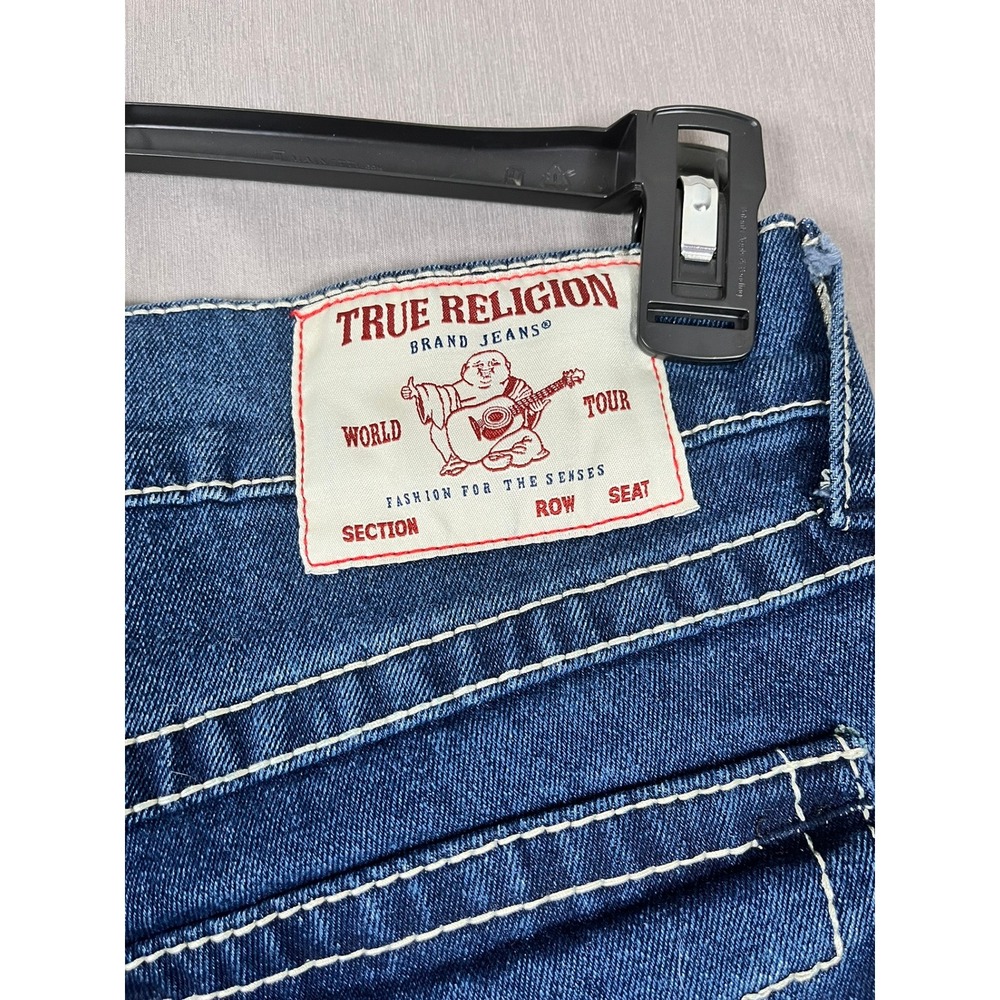 True Religion Jeans Mens 31 Geno Relaxed Slim Blue Contrast Stitch EUC - Picture 3 of 13